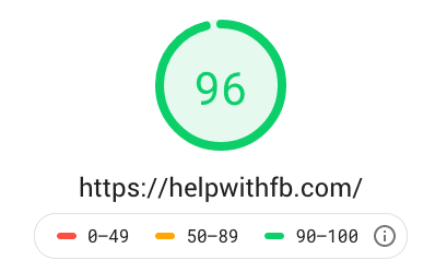 PageSpeed score for helpwithfb.com