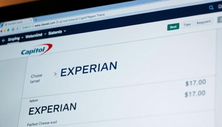 A charge from Experian showing up on an online bank statement on a computer screen