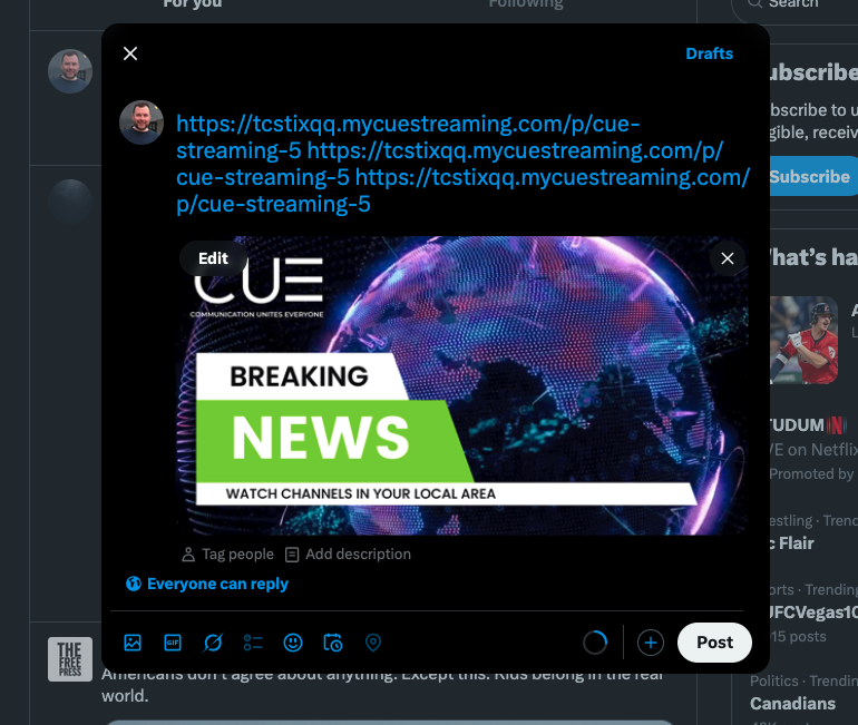Error in CUE Broadcast Speed Sharing tool