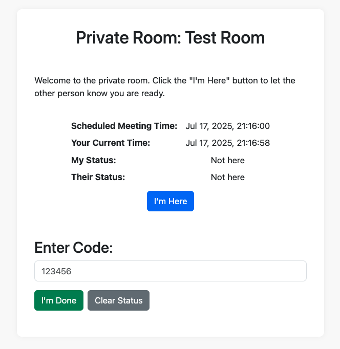 Screen shot of the private room made with ShareLogin.codes.