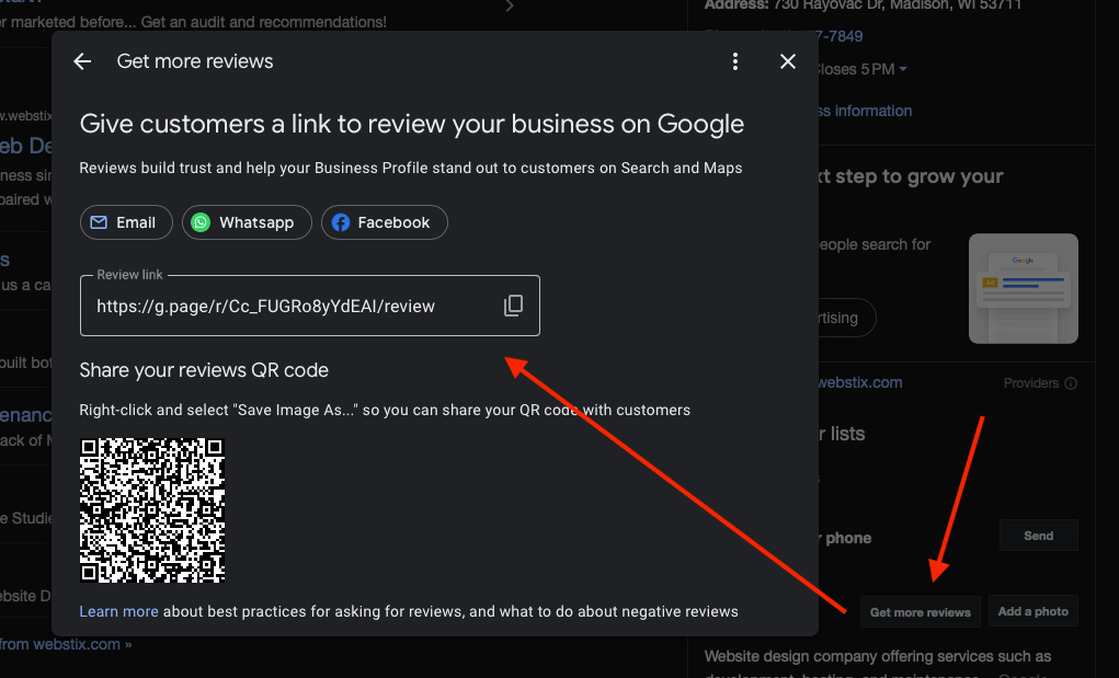 Google - get a review, with QR code